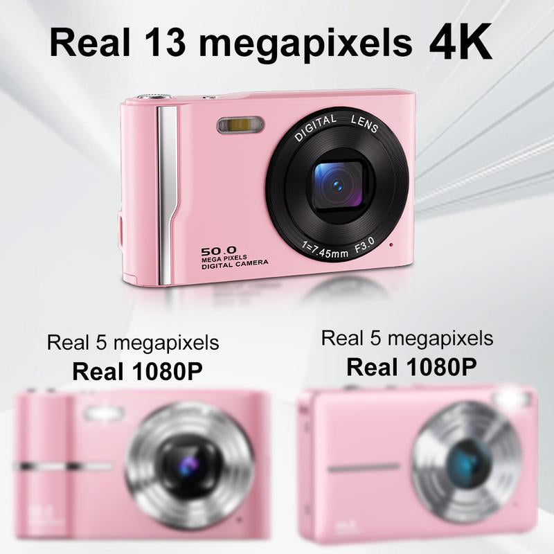 T-JERZENS 4K Digital Camera Autofocus 50MP Vlogging Camera with 32GBSD Card 16X Digital Zoom Compact Camera, 2.8-Inch Screen, Fill-In Light, Anti-Shake
