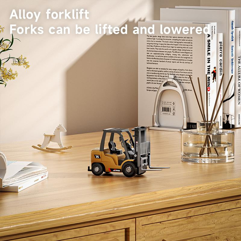 BRRRRT 1/64 RC Forklift Toy 7 Channel 2 Mode Mini Remote Control Forklift Truck with Rechargeable Battery 2 in 1 Transformable Lift Fork & Hook for Adults Kids Boys and Girls
