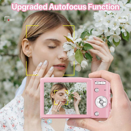 T-JERZENS 4K Digital Camera Autofocus 50MP Vlogging Camera with 32GBSD Card 16X Digital Zoom Compact Camera, 2.8-Inch Screen, Fill-In Light, Anti-Shake