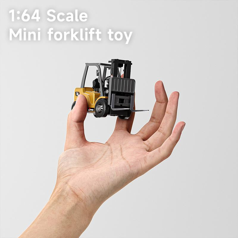 BRRRRT 1/64 RC Forklift Toy 7 Channel 2 Mode Mini Remote Control Forklift Truck with Rechargeable Battery 2 in 1 Transformable Lift Fork & Hook for Adults Kids Boys and Girls